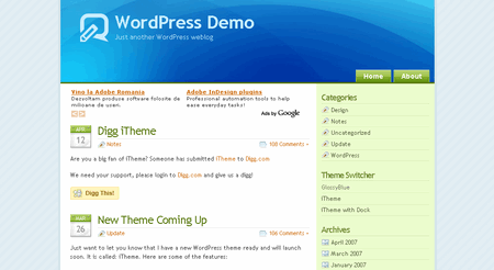 GlossyBlue - Top 50 free WordPress themes