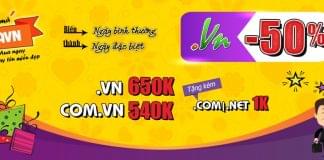 Tenten giảm giá 50% tên miền .VN, tặng kèm .COM/.NET/.INFO 1k tenten