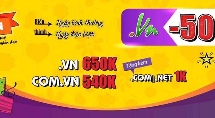 Tenten giảm giá 50% tên miền .VN, tặng kèm .COM/.NET/.INFO 1k tenten