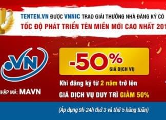 CHƯƠNG TRÌNH KHUYẾN MÃI 50% TÊN MIỀN .VN VỚI TENTEN khuyen-mai-50-dich-vu-ten-mien-vn-voi-tenten