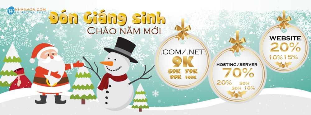 Đón Giáng Sinh cùng Nhân Hòa với tên miền .COM/.NET giảm tới 94%, Hosting/Server giảm tới 70%